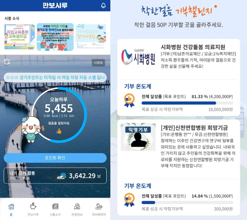 시흥시 공공걷기 앱 ‘만보시루’, 걷기포인트 모바일 시루 전환 재개